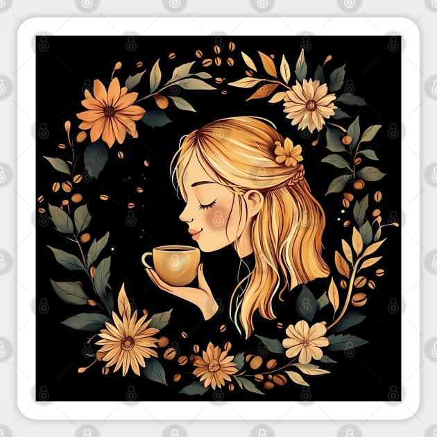 Cozy Coffee Lover Art – Warm Aesthetic Caffeine Print Sticker by TuncGK